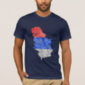 Servië Vlagkleur Kaart T-Shirt (Voorkant)