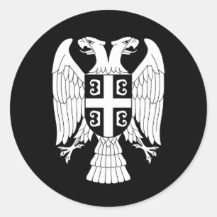 Servië wapen, tweekoppige witte adelaar ronde sticker