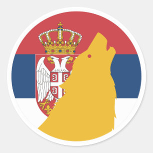 Servië Wolf Servische nationale dierenvlag Ronde Sticker