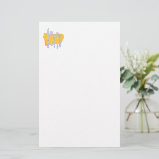 Servies en servet Ongevoerd briefpapier (Staand voorkant)