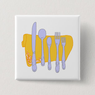 Servies Koken Design Sjabloon Vierkante Button 5,1 Cm