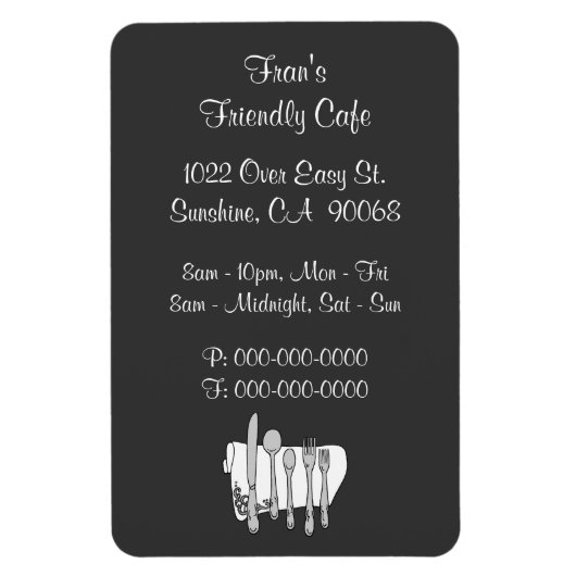 Servies Restaurant Zwart Wit Custom Magnet Magneet (Verticaal)