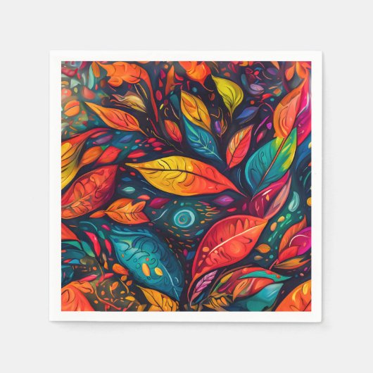 Servietten mit  farbenfrohem Blättermotiv Servet (Voorkant)