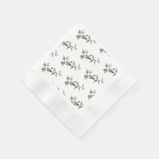 Servilleta de papel con acuarela de rama de olivo servetten (Hoek)