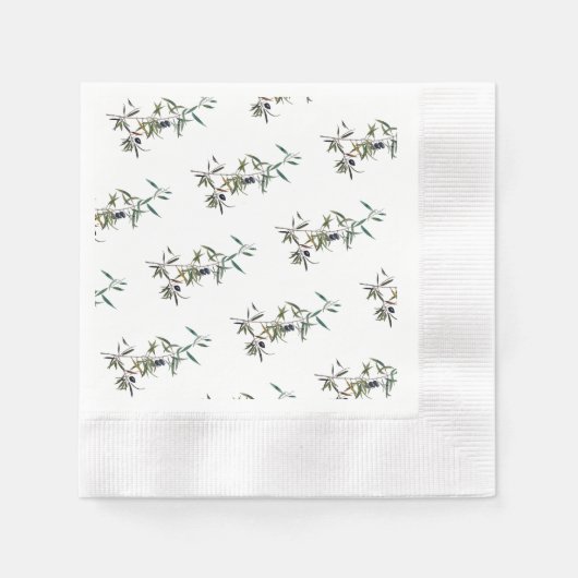 Servilleta de papel con acuarela de rama de olivo servetten (Voorkant)