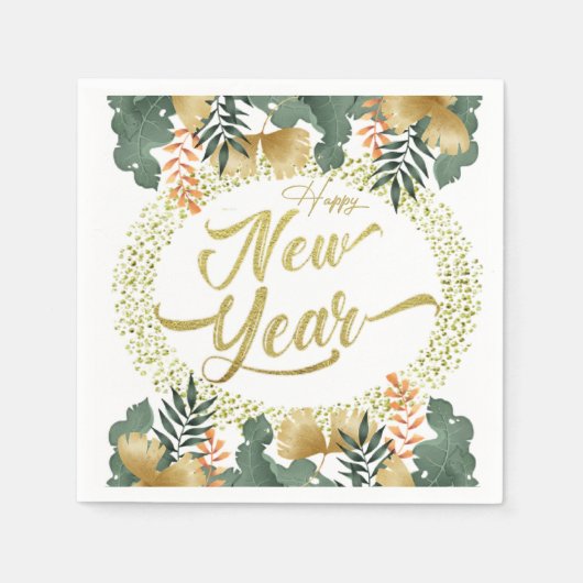 Servilleta de papel con feliz año nuevo servet (Voorkant)