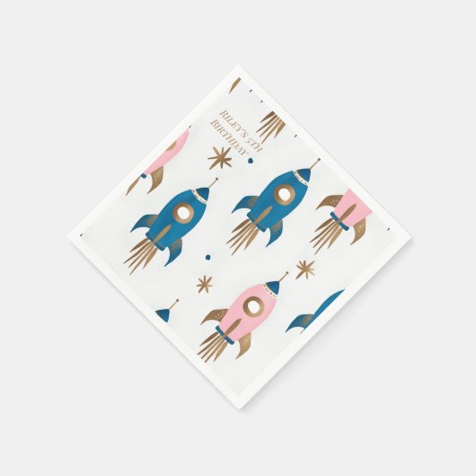 Servilleta De Papel Cumpleaños Cohetes Pink Blue  Servet (Hoek)