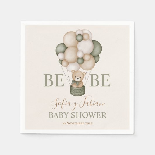 Servilletas De Papel Teddybeer Baby shower Jongens Servet (Voorkant)