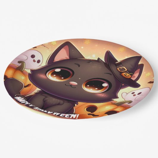 Servilletas Gato Negro Papieren Bordje (Gekanteld)