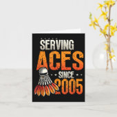 Serving Aces Sinds 2005 Badminton Lover 20e Geboor Kaart (Gele Bloem)
