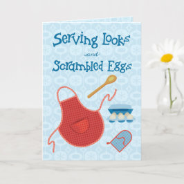 Serving Looks and Scrambled Eggs - Retro Apron Kaart
