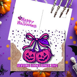 Serving looks sinds 1692 Roze pompoen Coquette Feestdagenkaart