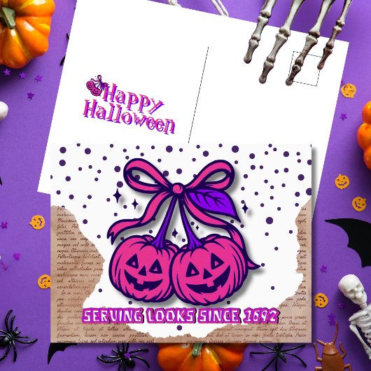 Serving looks sinds 1692 Roze pompoen Coquette Feestdagenkaart