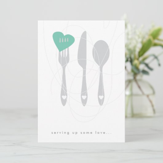 Serving Love Rehearsal Dinner Invitation Kaart (Staand voorkant)