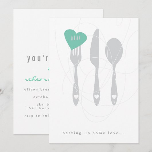 Serving Love Rehearsal Dinner Invitation Kaart (Voorkant / Achterkant)