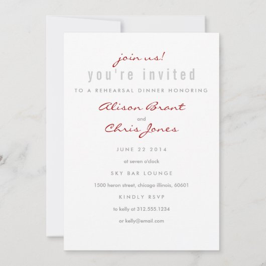 Serving Love Rehearsal Dinner Invitation Kaart (Achterkant)