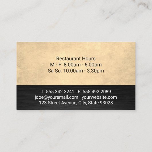 Serving Plater Moving | Catering en voeding Visitekaartje (Achterkant)