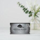 Serving Platter | Metaalgrens QR-code Visitekaartje (Staand voorkant)