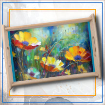SERVING TRAY - Sinaasappel, Geel, Blauw Bloemontwe