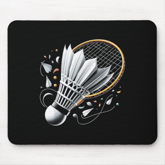Serving Up Vieringen Badminton Grappige Grafische Muismat (Voorkant)