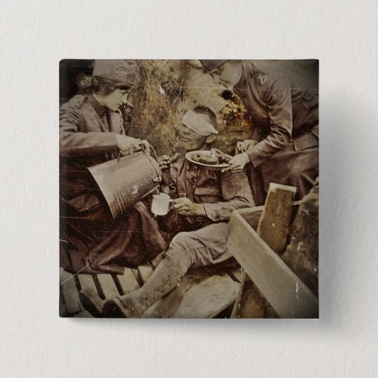Serving Wond Soldier Coffee Vierkante Button 5,1 Cm (Voorkant)