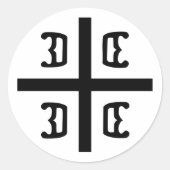 Servisch kruisje ronde sticker (Voorkant)