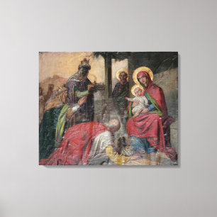 Servisch-orthodoxe icoonschilderkunst in de kerk v canvas afdruk