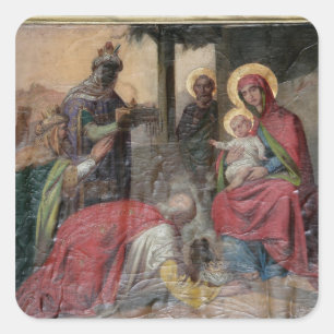 Servisch-orthodoxe icoonschilderkunst in de kerk v vierkante sticker