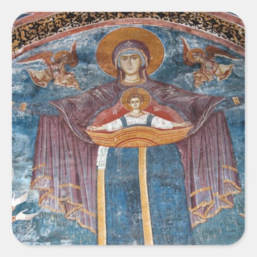 Servisch-orthodoxe kerk en een UNESCO-locatie, Vierkante Sticker (Voorkant)