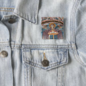 Servisch-orthodoxe Kerk, en een UNESCO-site, 2 Vierkante Button 5,1 Cm (In situ)