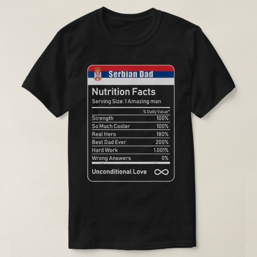 Servisch pa Nutrition Facts Fathers Day Gift T-shirt (Design voorkant)