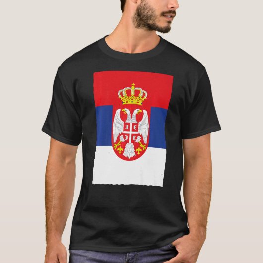 Servisch Retro Nationale Vlag Servië T-shirt (Voorkant)