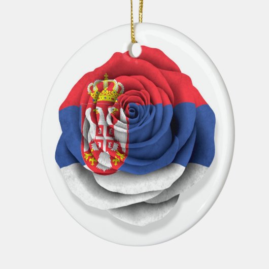 Servisch Roos Vlag op wit Keramisch Ornament (Links)