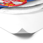 Servisch Roos Vlag op wit Poster (Hoek)