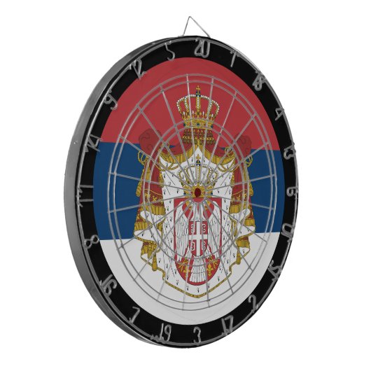 Servisch vlagdartboard en Servisch/spelboard Dartbord (Voorkant Links)