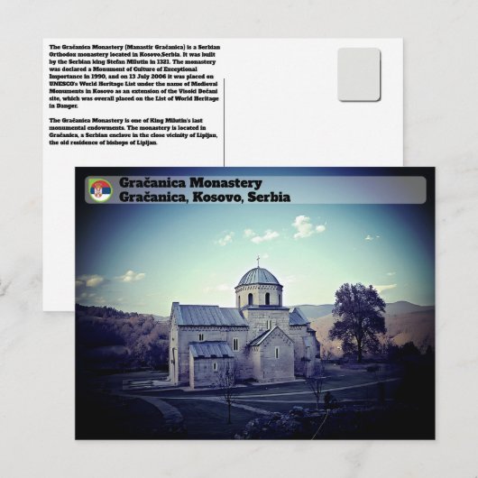 SERVISCHE KLOOSTERS - Gračanica klooster Briefkaart (Voorkant / Achterkant)