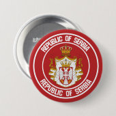 Servische Ronde Emblem Button 7,6 Cm (Voorkant /achterkant)