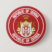 Servische Ronde Emblem Button 7,6 Cm (Voorkant)