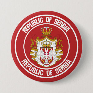 Servische Ronde Emblem Ronde Button 7,6 Cm