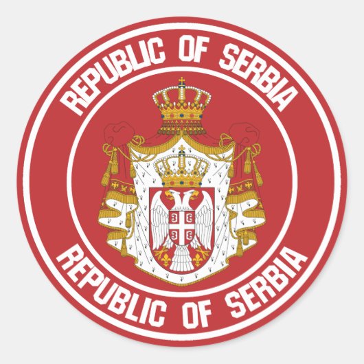Servische Ronde Emblem Ronde Sticker (Voorkant)