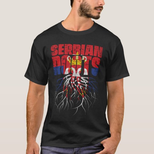 Servische Roots Servië Erfgoedvlag T-shirt (Voorkant)
