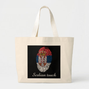 Servische vingerafdrukvlag grote tote bag