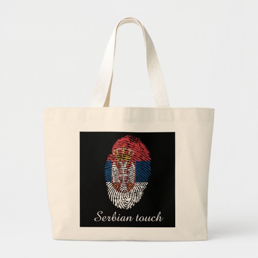 Servische vingerafdrukvlag grote tote bag (Voorkant)