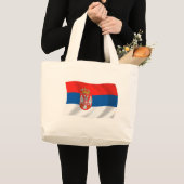 Servische Vlag Boodschappentas Grote Tote Bag (Voorkant (product))