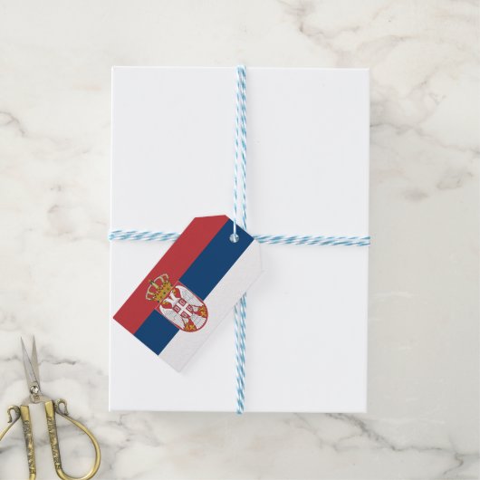 Servische vlag cadeaulabel (Met Touw)