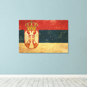 Servische vlag canvas afdruk (Insitu (Houten vloer))