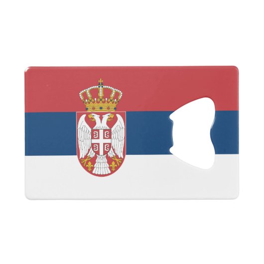 Servische vlag creditkaart flessenopener (Voorkant (Horizontaal))