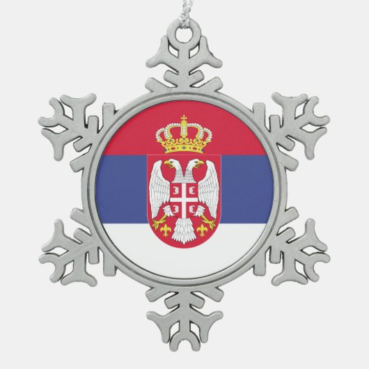 Servische vlag Emblem Tin Sneeuwvlok Ornament (Voorkant)