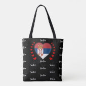 Servische vlag en hart, Servische vlag mode/sport Tote Bag (Achterkant)