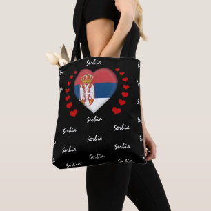 Servische vlag en hart, Servische vlag mode/sport Tote Bag